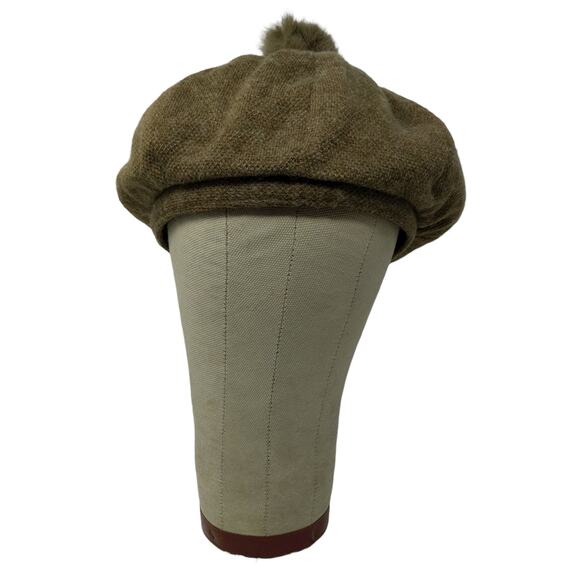 C.C. Exclusives Wool Blend Pom Pom Hat Brown Quilted Liner Logo - Picture 1 of 10